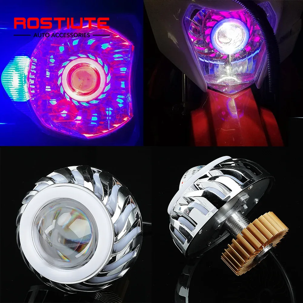 High/Low Beam Double Angel Eye - Universal Motorcycle Led Headlight Projector 评论和价格